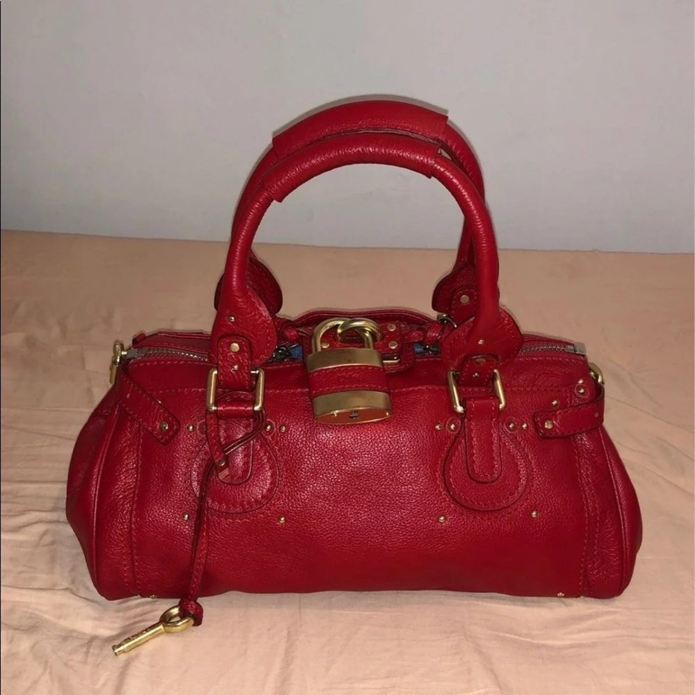 CHLOÉ Red Paddington Leather Bag